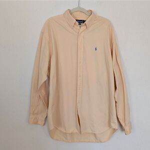 Ralph Lauren Mens Button Down Shirt 100% Cotton Peach Size XL Dress Shirt